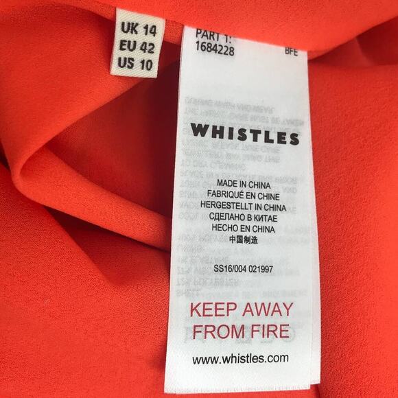 Whistles Textured Sleeveless Flare Dress Waffle Knit In Bright Orange 10 - Picture 11 of 12